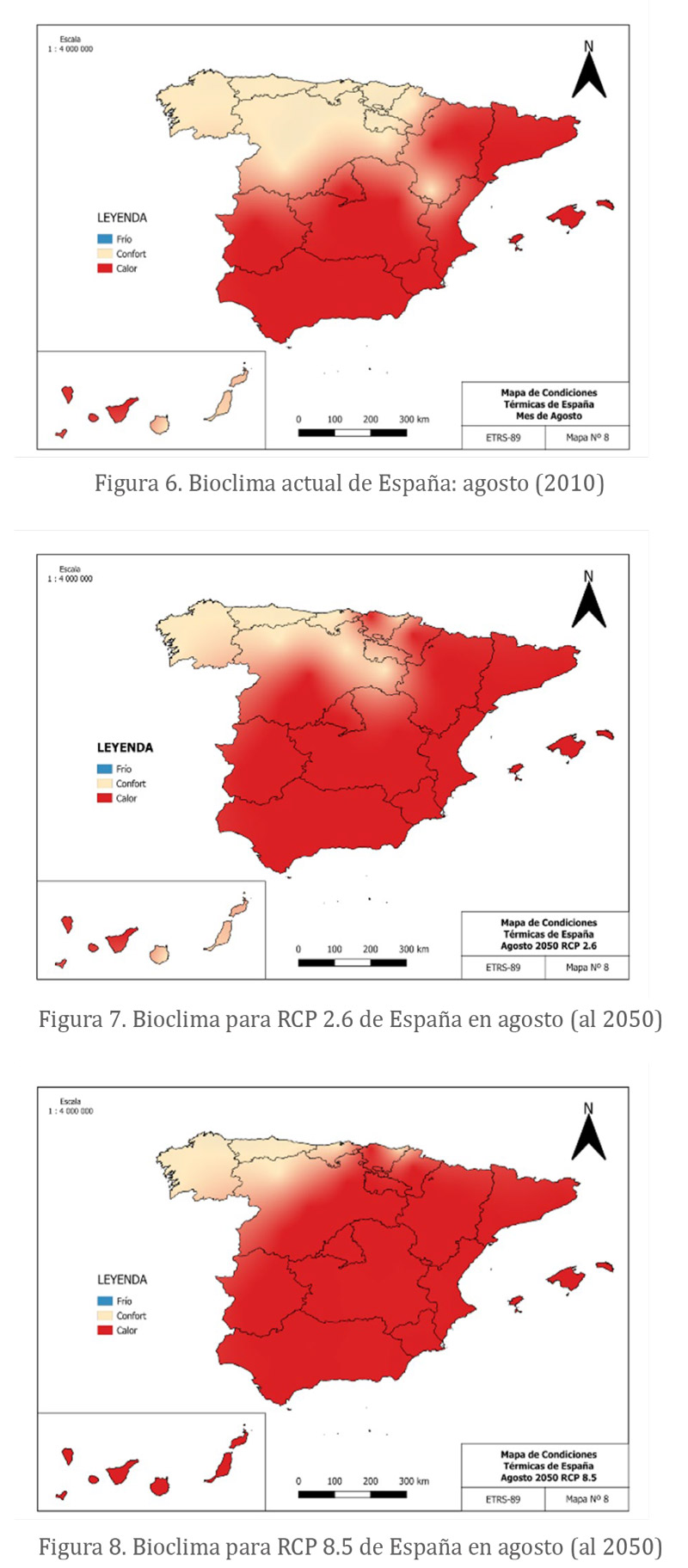 Bioclima para RCP 8.5 de España en agosto