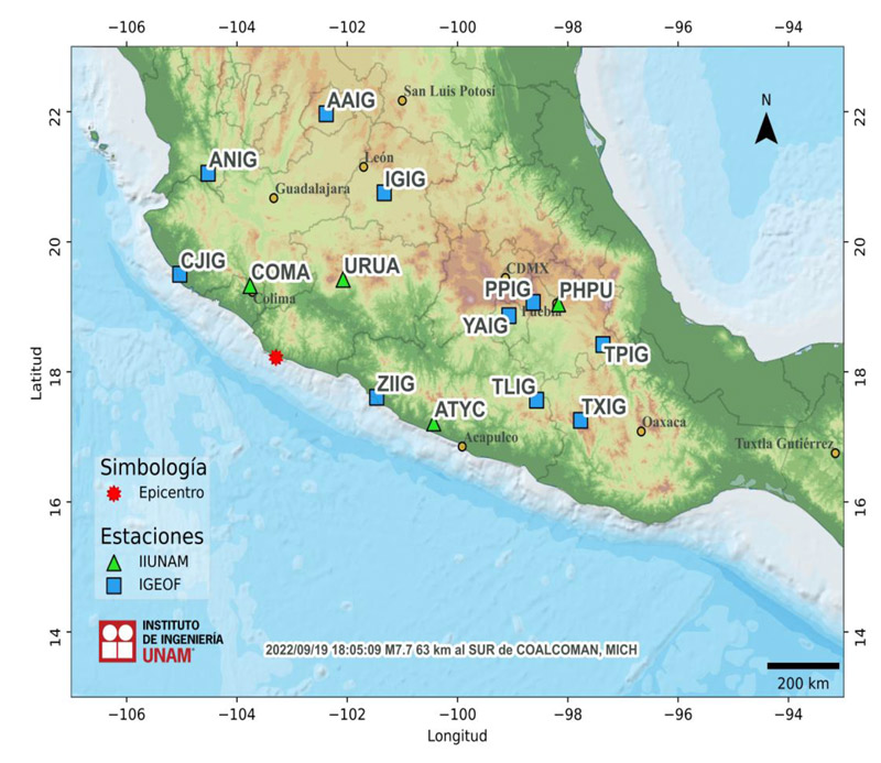Mapa epicentro sismo 19 de septiembre de 2022