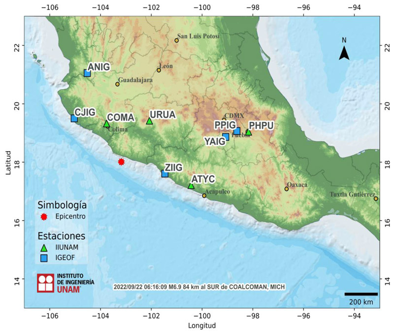 Mapa Epicentro del sismo del 22 de septiembre de 2022 (M6.9)