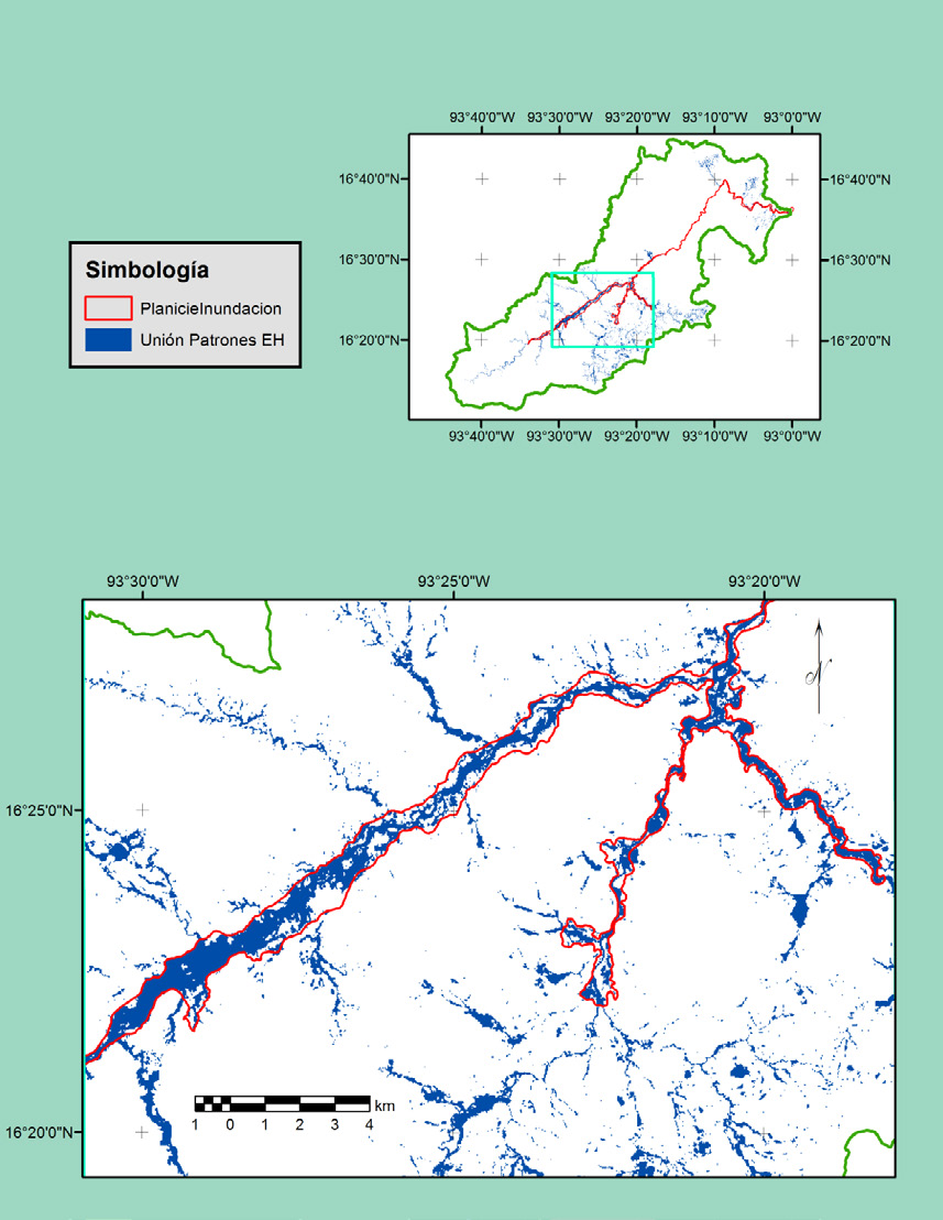 Figura 3. Unión de patrones espaciales de humedad y planicie de inundación