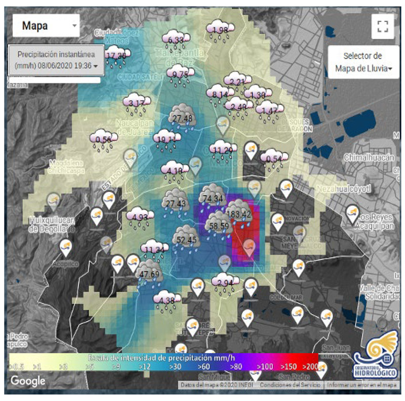 Mapa de intensidad precipitación