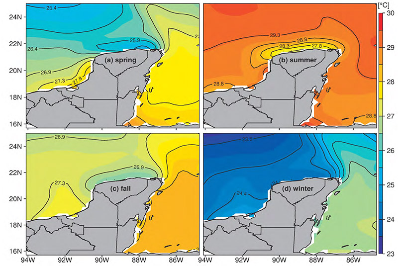 Climatología estacional de la Temperatura Superficial del Mar