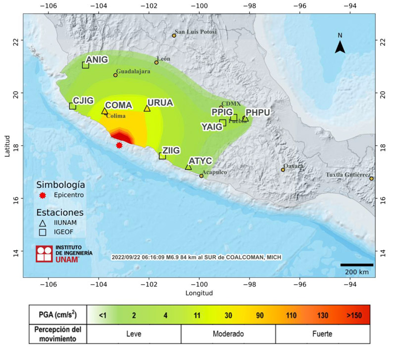 Mapa preliminar de aceleración máxima del terreno